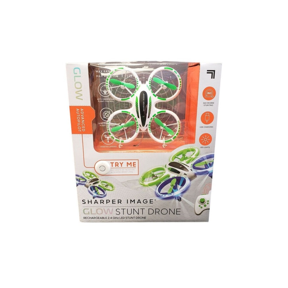 Sharper Image Glow Stunt Drone Rechargeable 2.4 GHz LED Quadcopter‎ - 1012182